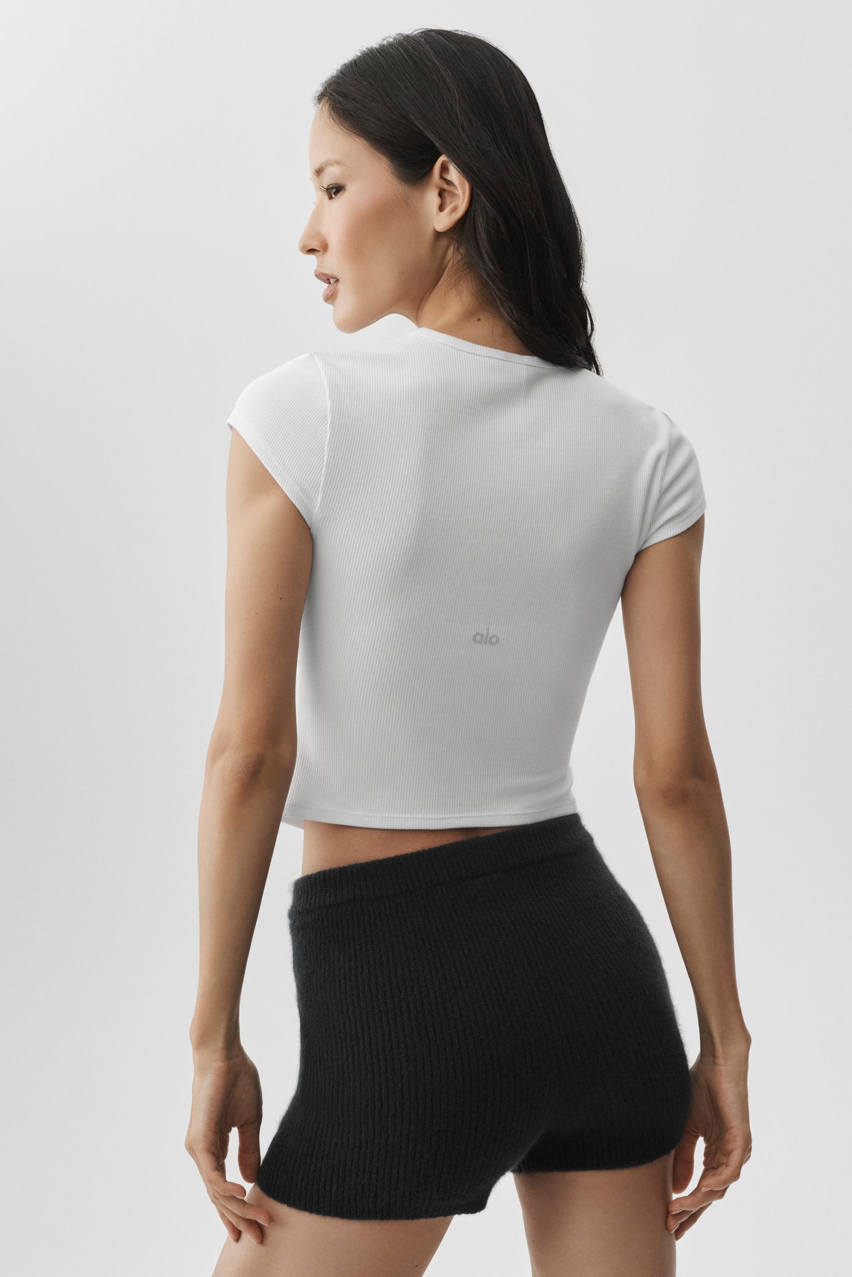 Ribbed Modal Cap Sleeve Top - White - Image 3