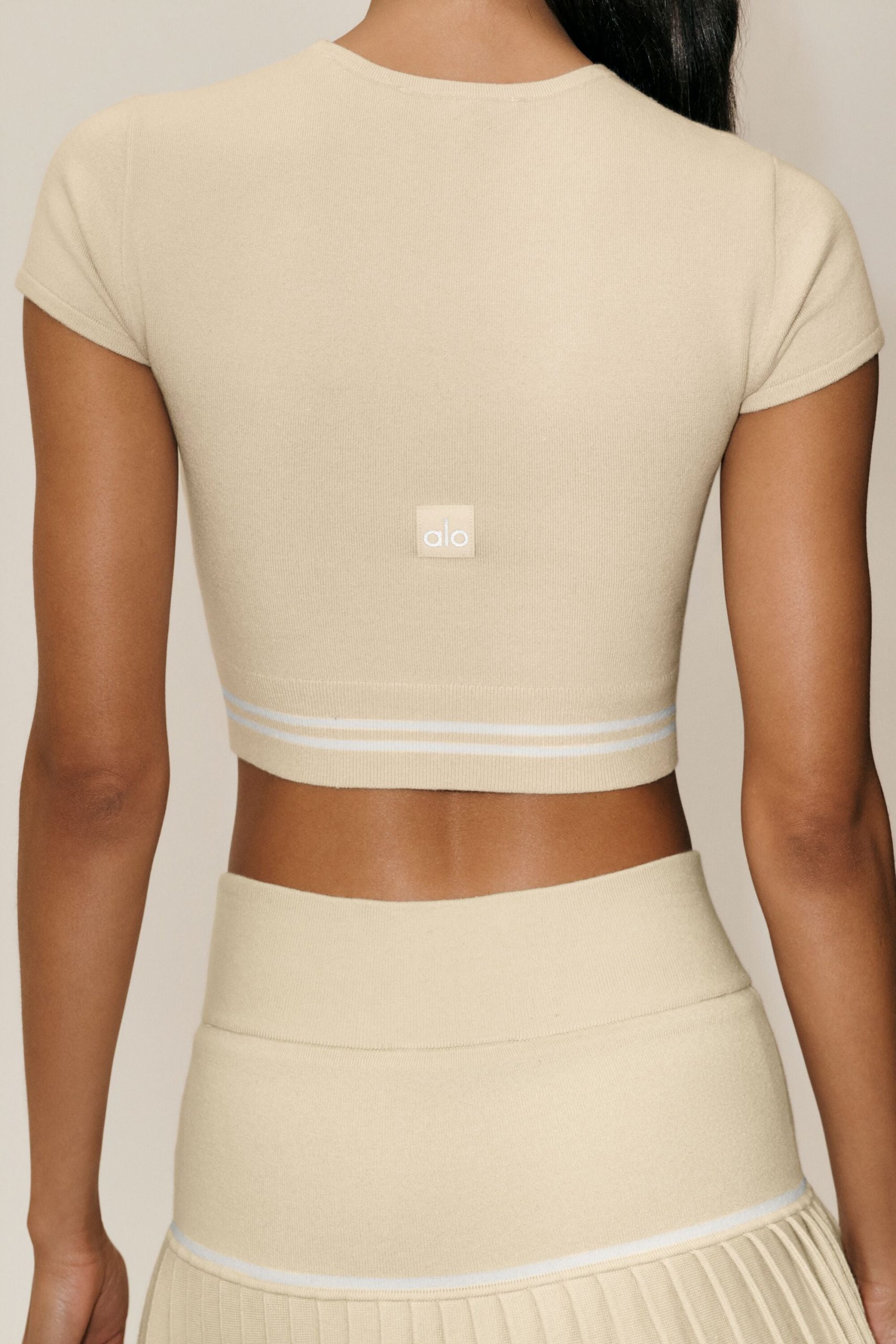 Cotton Cashmere My Serve Short Sleeve - Sandy Beige/White - Image 4
