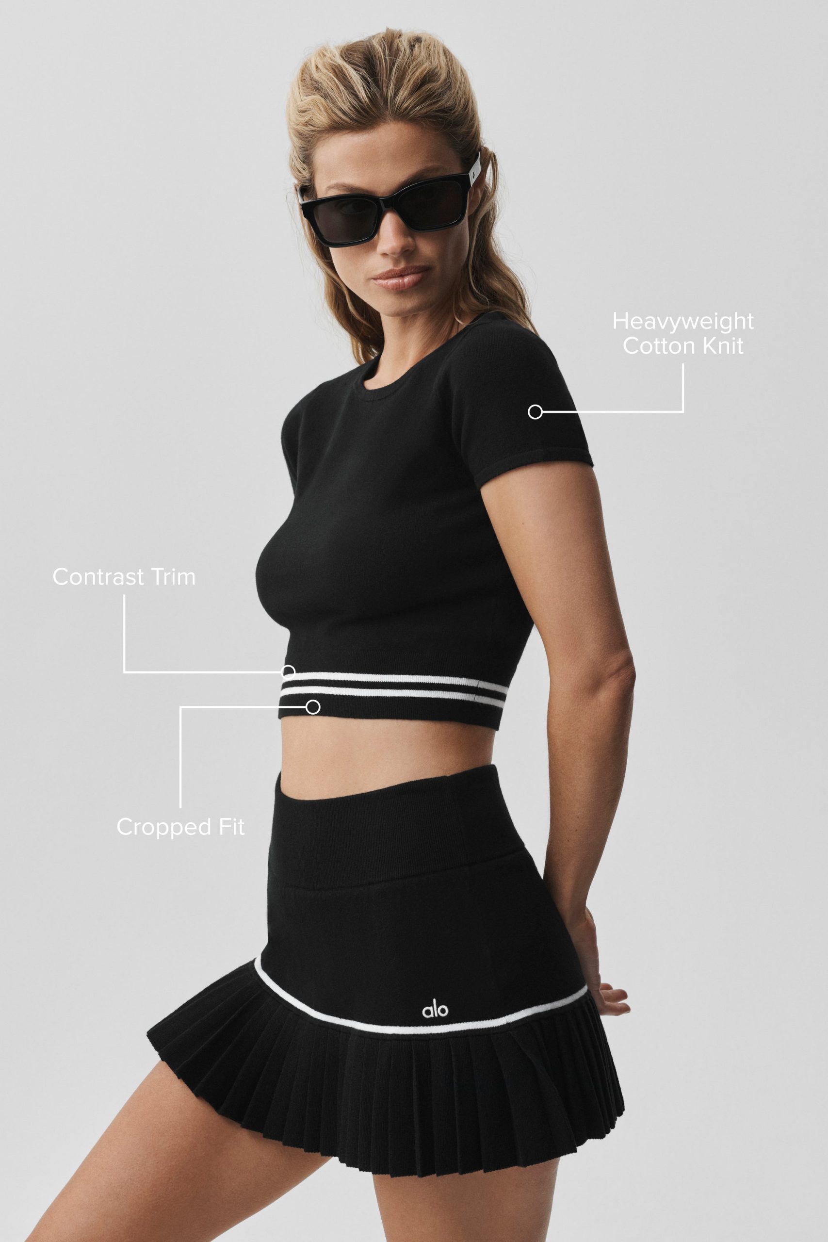 Scholar Knit My Serve Short Sleeve - Black/White - Image 2