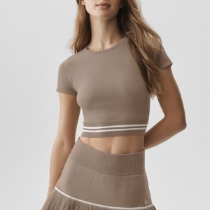 Scholar Knit My Serve Short Sleeve - Gravel/White