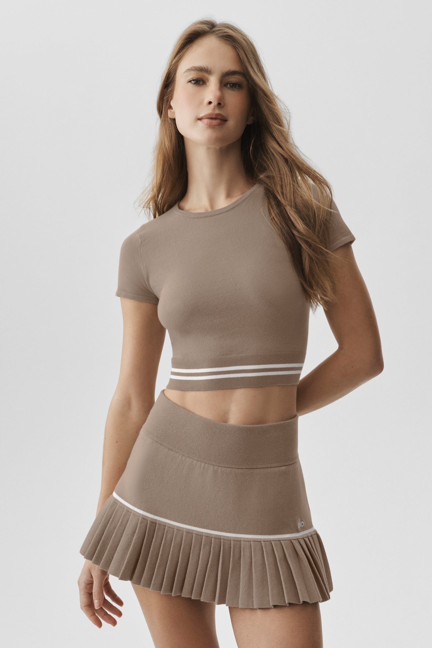 Scholar Knit My Serve Short Sleeve - Gravel/White