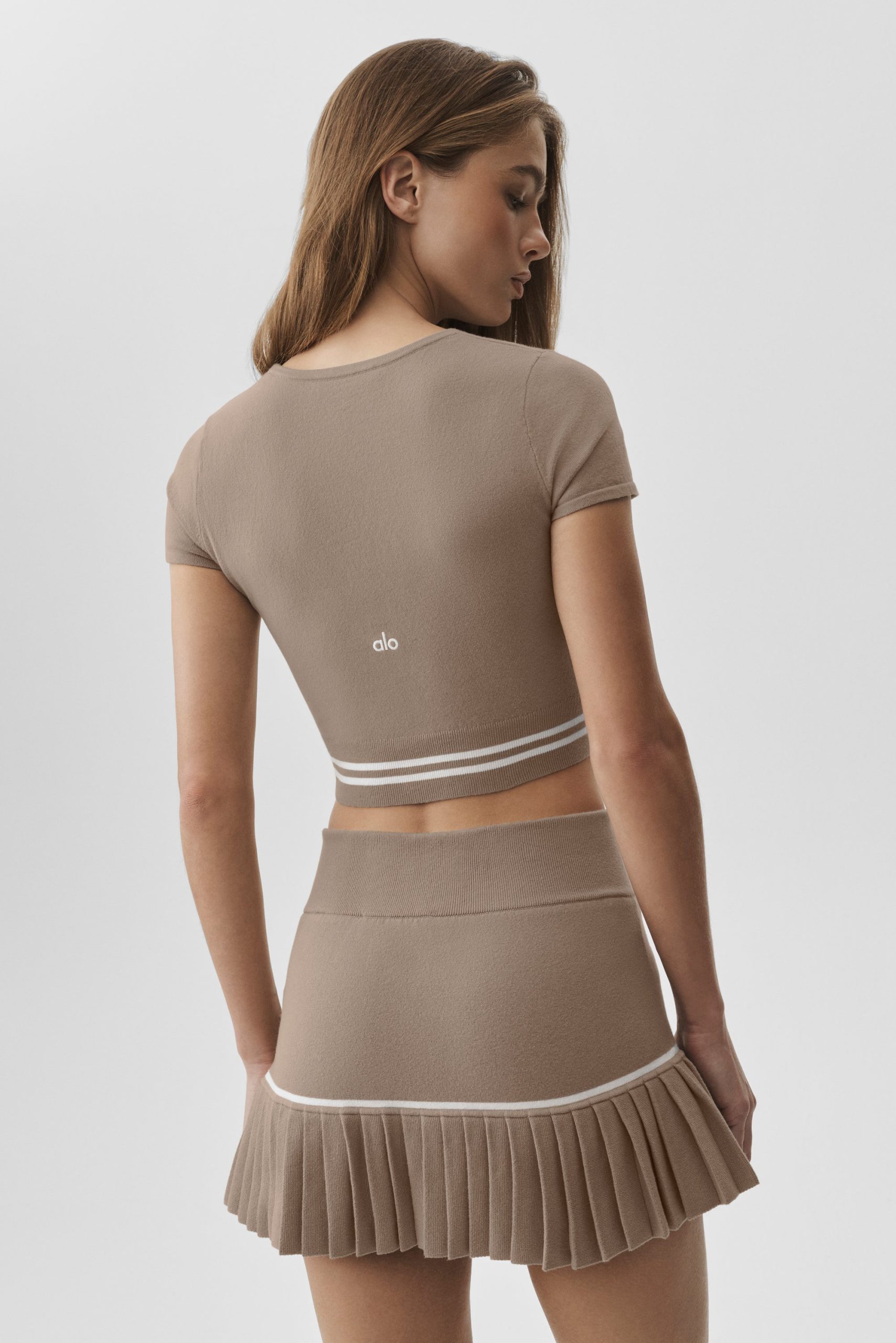 Scholar Knit My Serve Short Sleeve - Gravel/White - Image 3