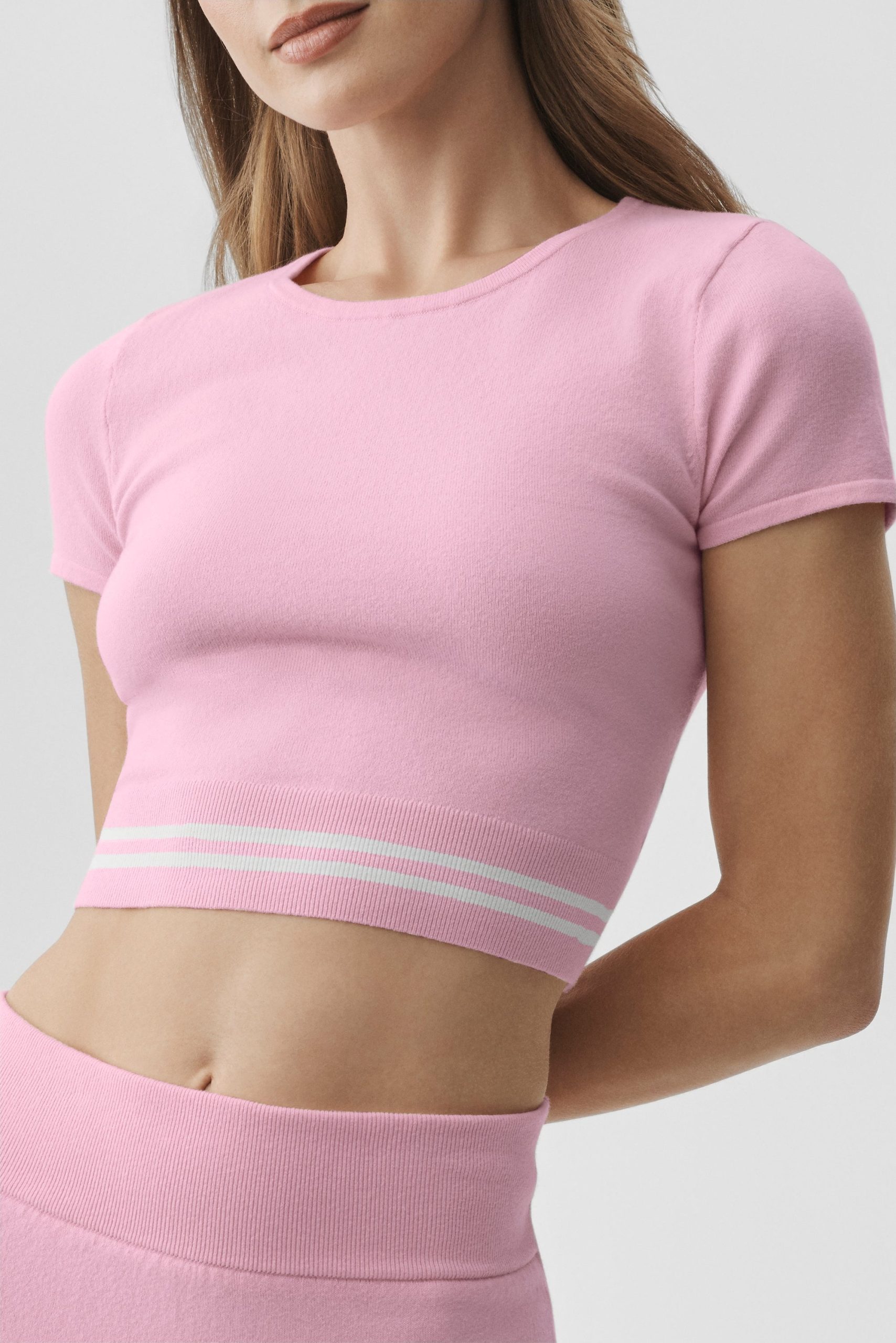 Scholar Knit My Serve Short Sleeve - Pink Marshmallow/White - Image 4