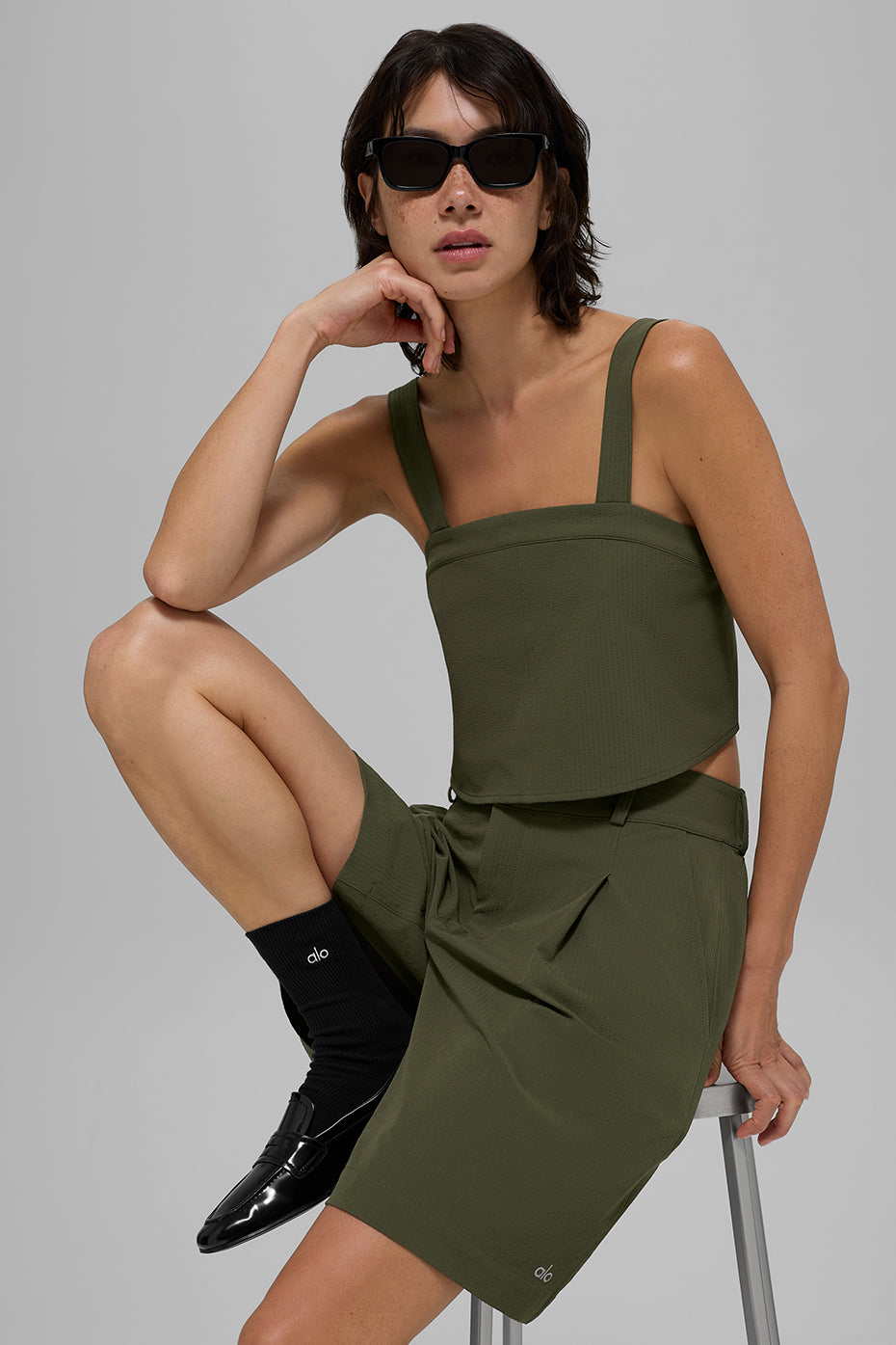 Cropped Dreamscape Tank - Green Olive - Image 3