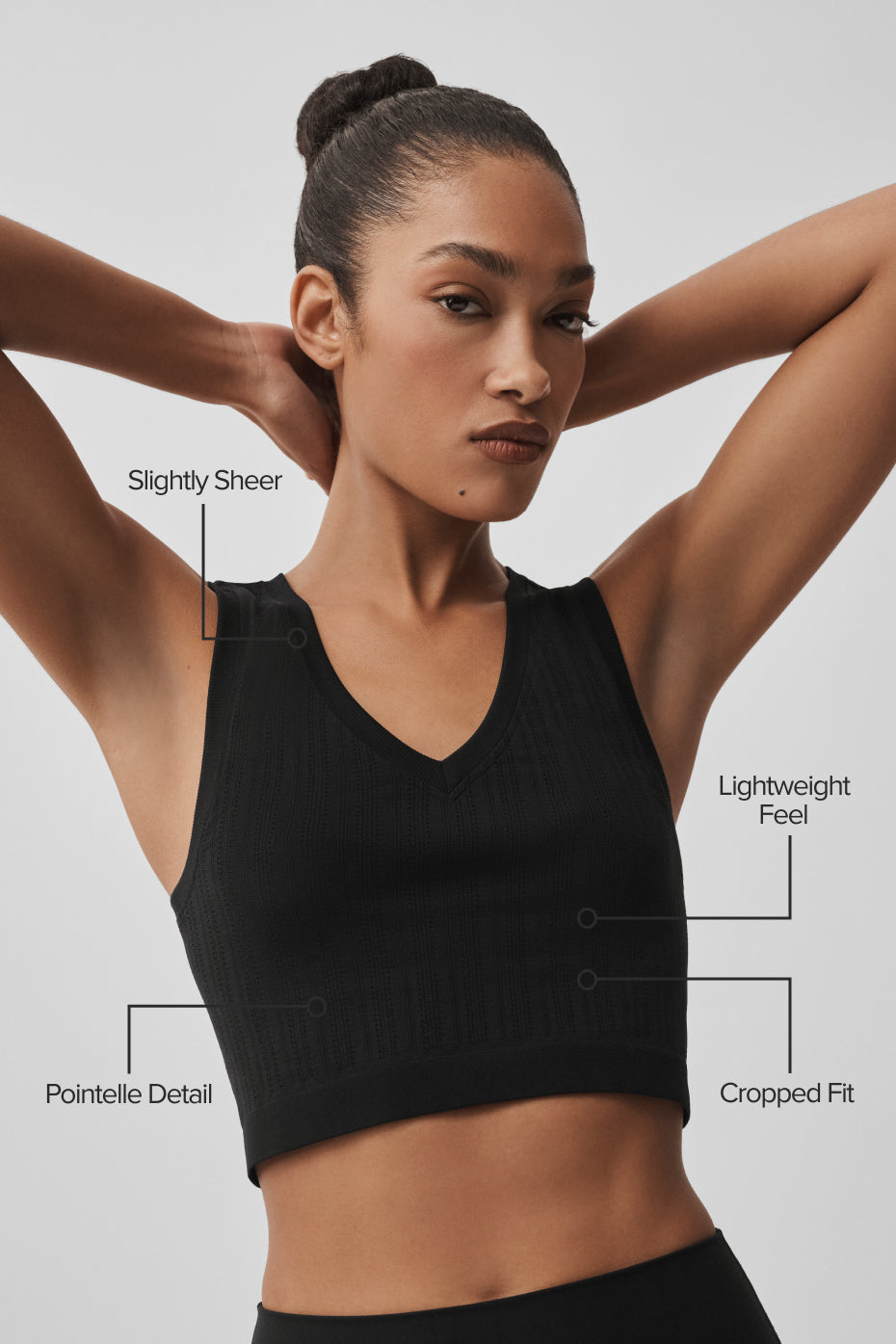 Seamless Pointelle Tank - Black - Image 2