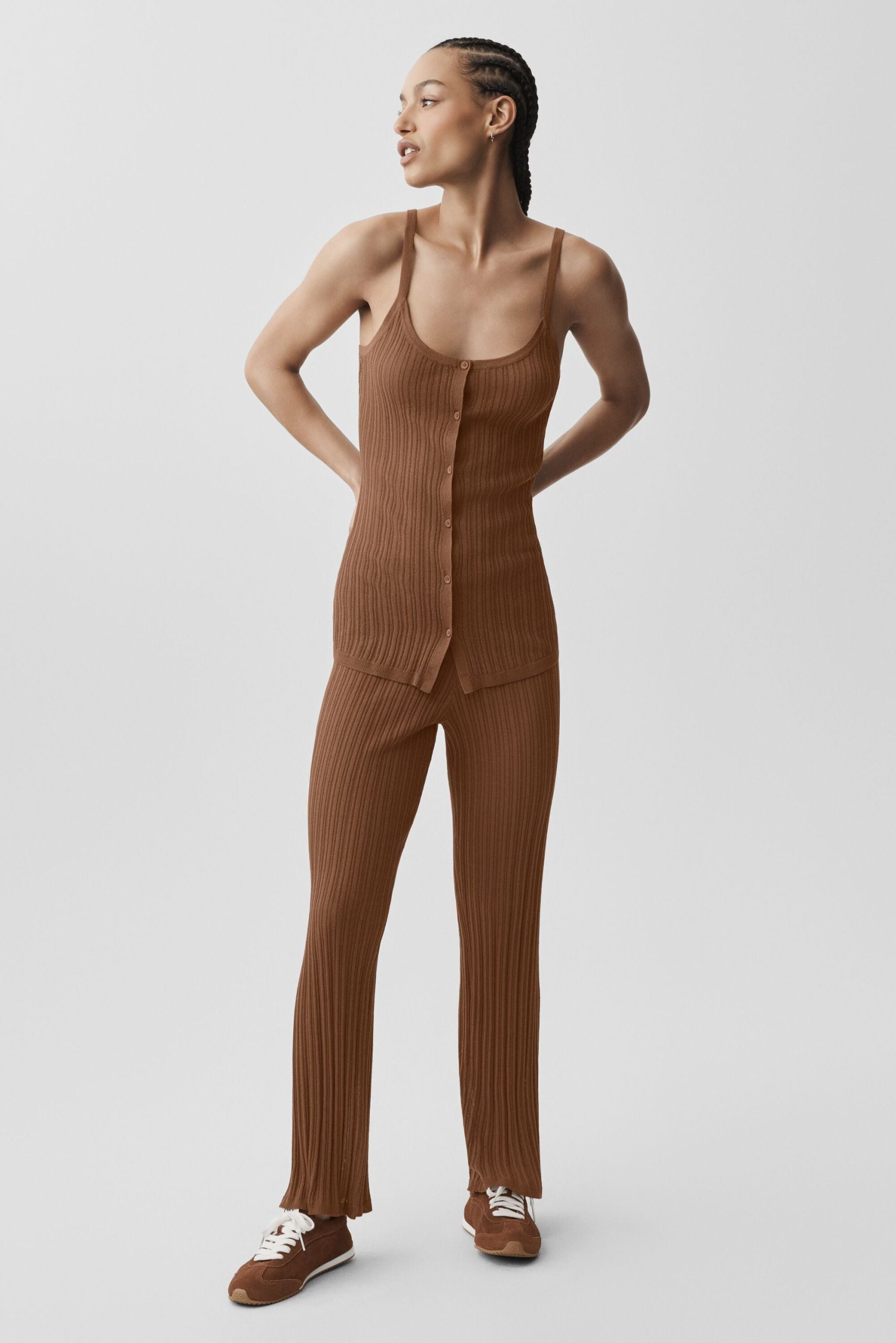 Sweater Sunlit Button Down Tank - Sun Kissed Brown - Image 6