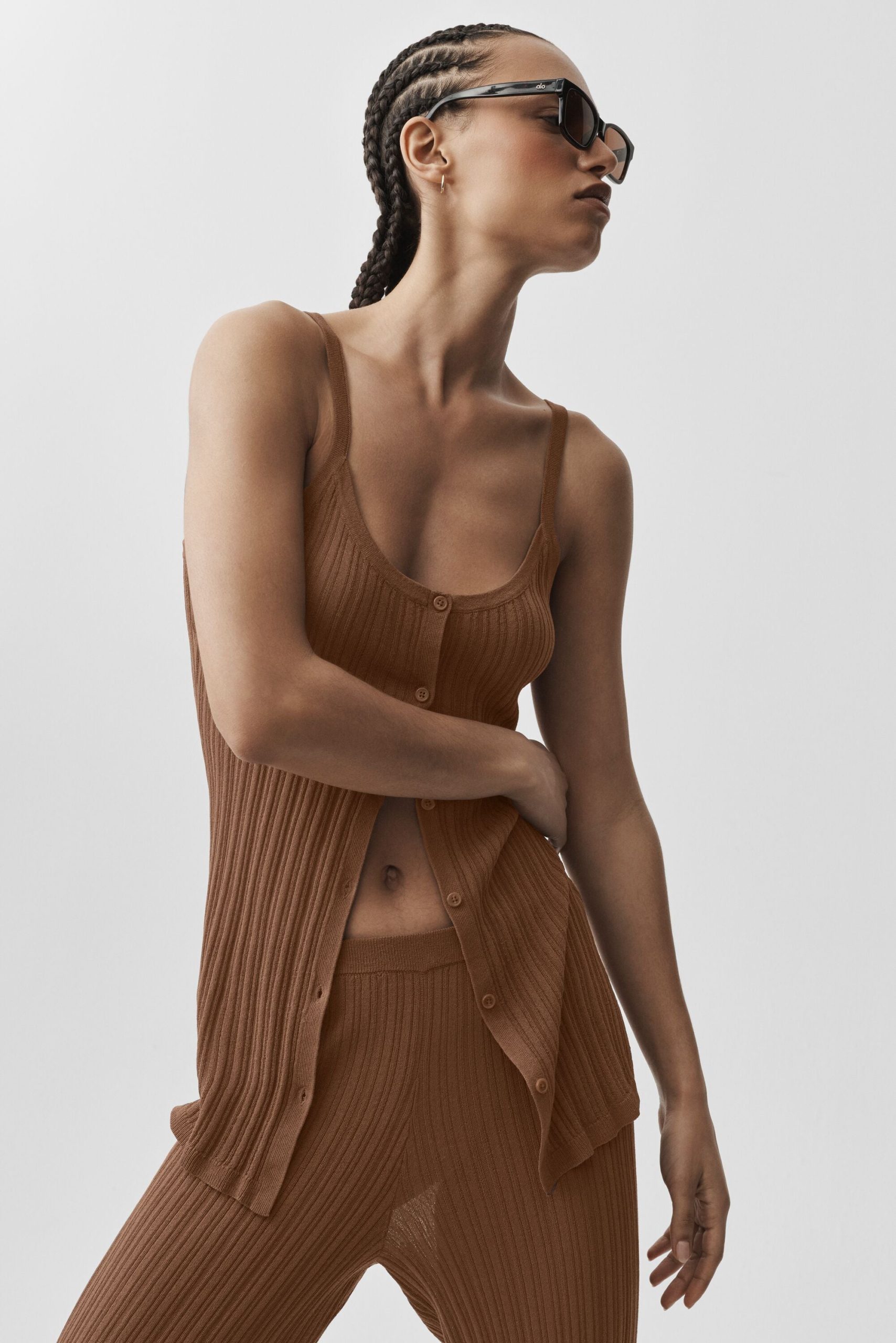 Sweater Sunlit Button Down Tank - Sun Kissed Brown - Image 4