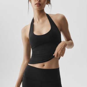 ALO Softsculpt Precision Halter Tank - Black