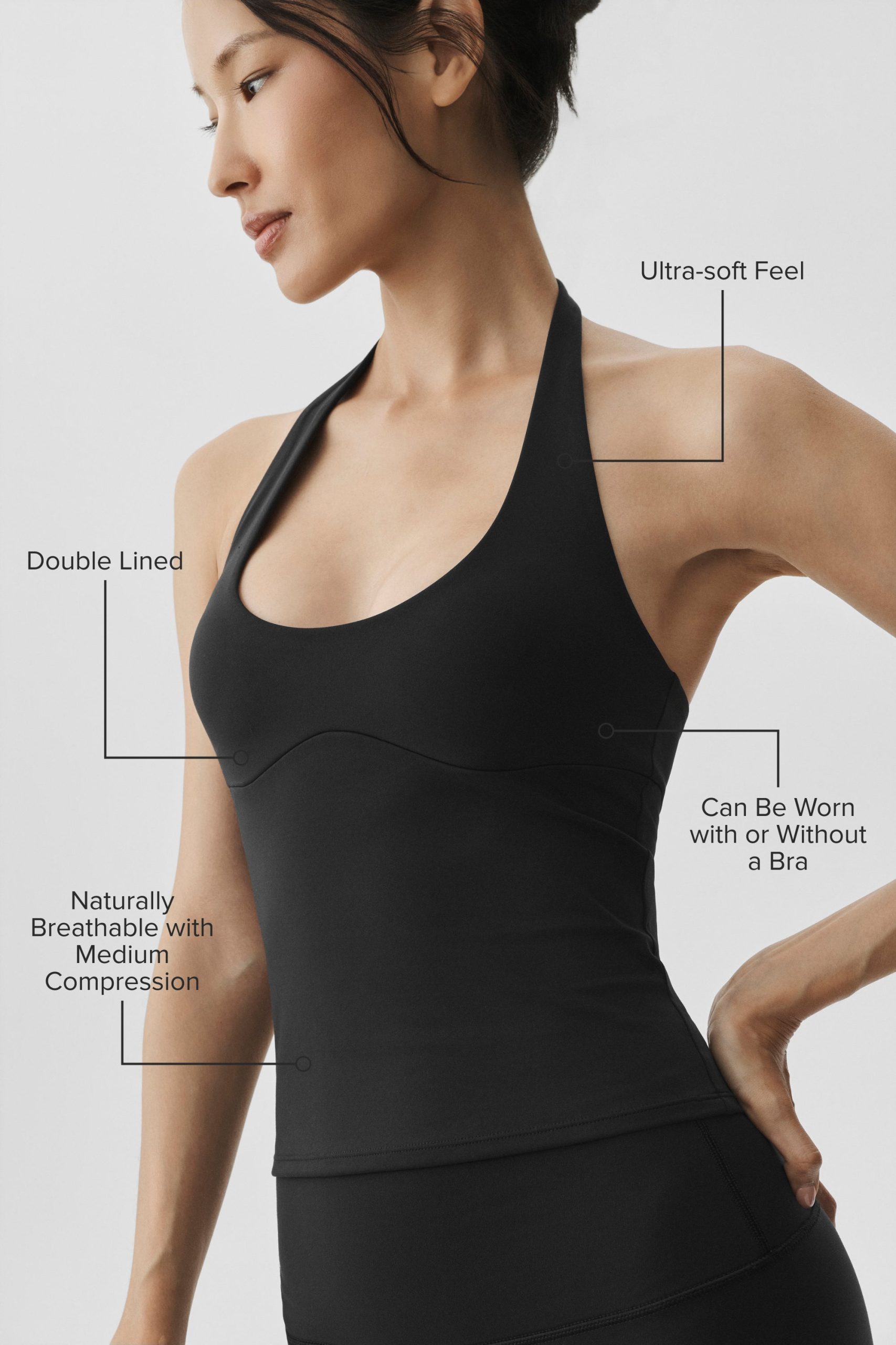 ALO Softsculpt Precision Halter Tank - Black - Image 2