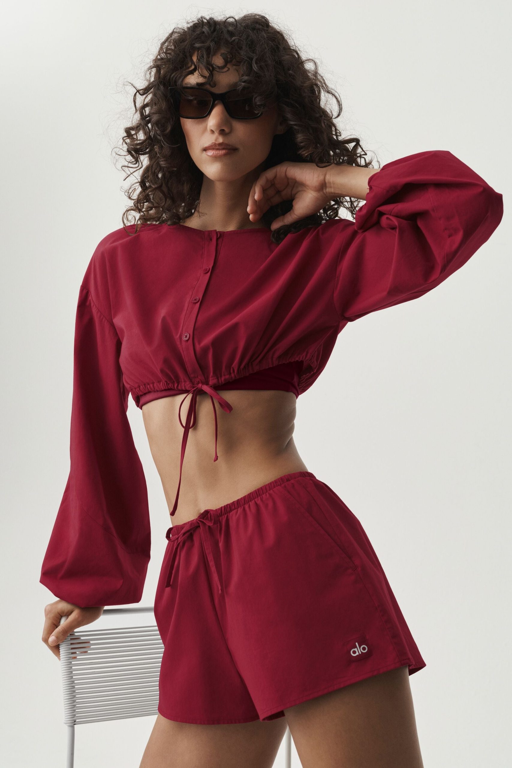 Cotton Cropped Real Deal Long Sleeve - Summer Romance Red - Image 3