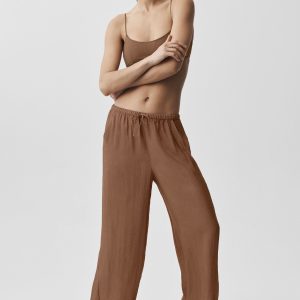 Semi-Sheer Golden Hour High-Waist Straight Leg Pant - Sun Kissed Brown