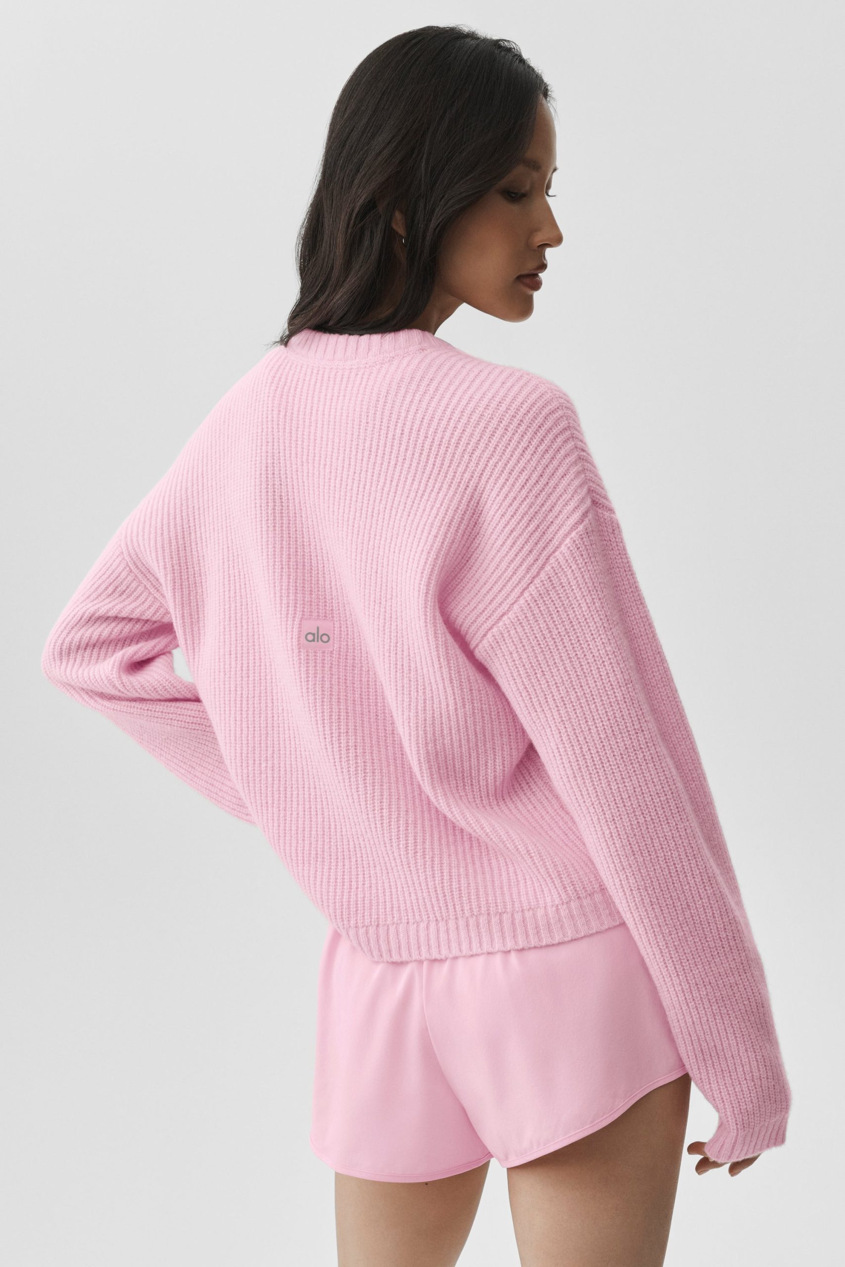 Wool Cashmere Ribbed Noble Crewneck Sweater - Pink Marshmallow - Image 2
