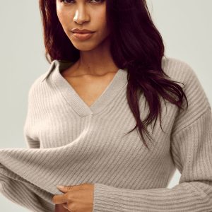 Cashmere Northstar Polo - Oat Heather