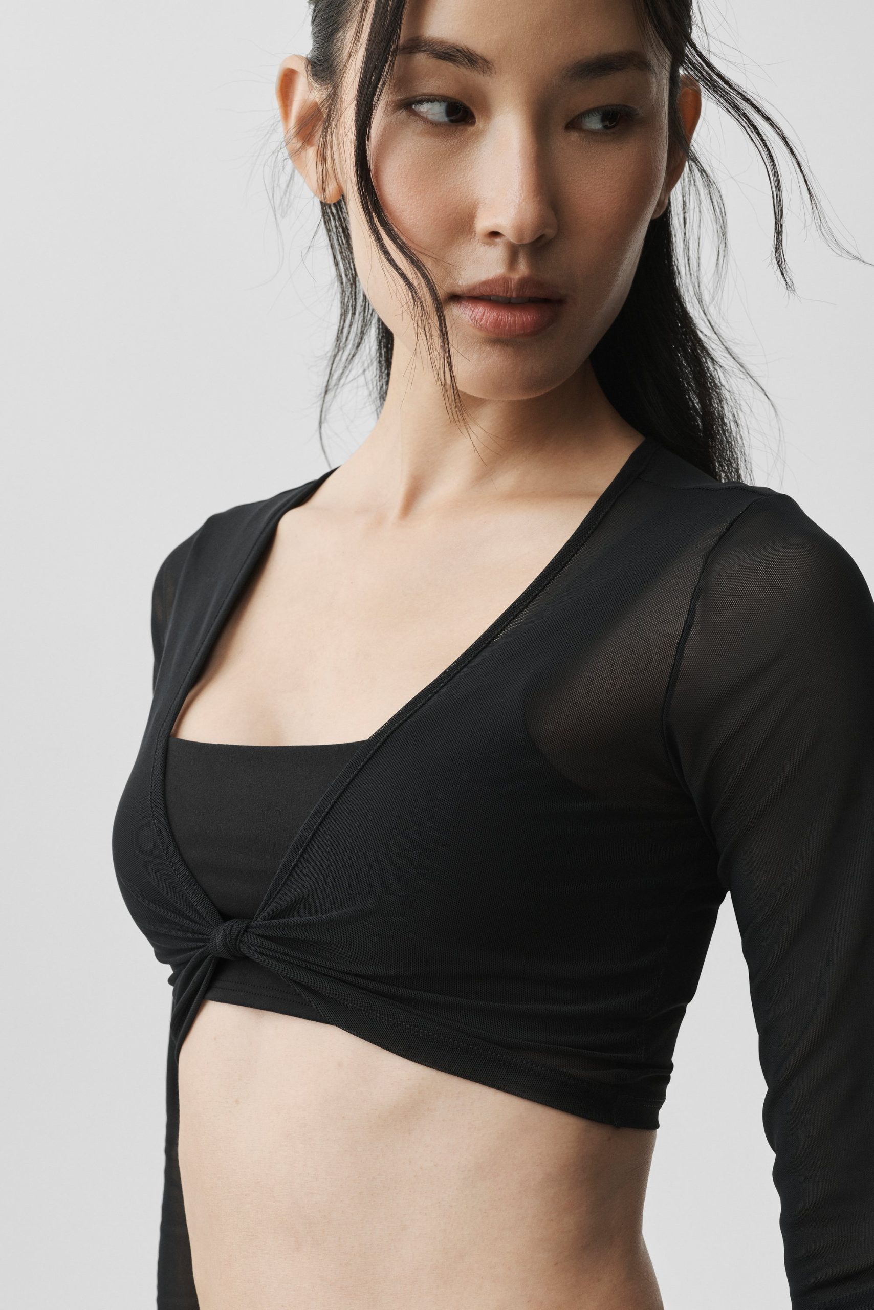 Mesh Knotty Long Sleeve - Black - Image 3