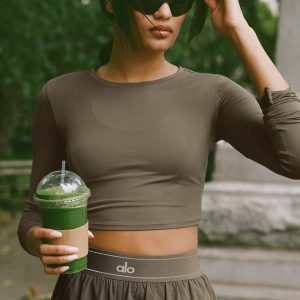 Alosoft Crop Finesse Long Sleeve - Olive Tree