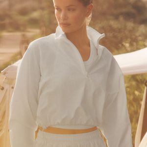 Cropped 1/4 Zip Alumni Pullover - Ivory