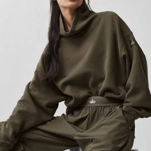 Hazy Mock Neck Pullover - Olive Tree