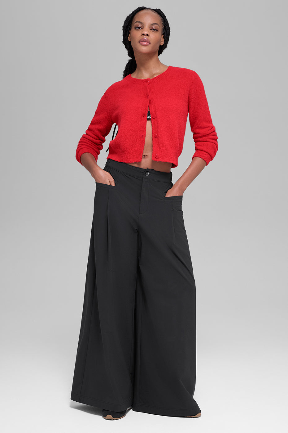 Snuggle Up Sweater Cropped Cardigan - Bright Red - Image 4