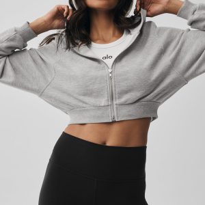Sweet Escape Zip Up Hoodie - Athletic Heather Grey
