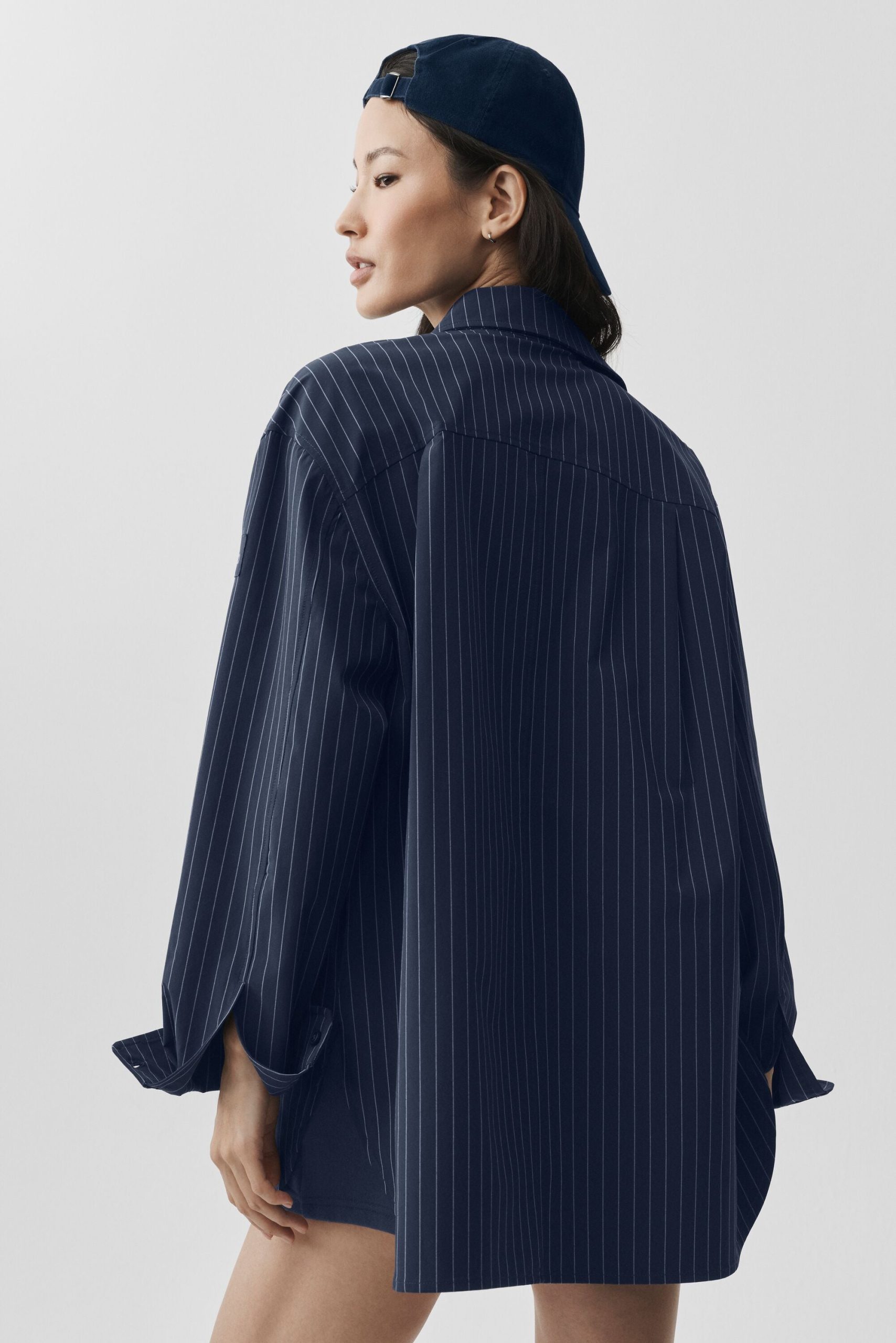 Pinstripe Daylight Button Down Long Sleeve - Navy/Ivory - Image 3
