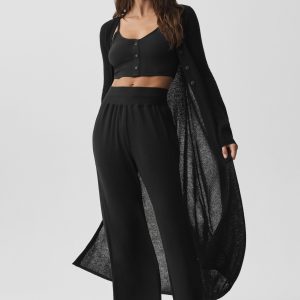 Sheer Cashmere Long Cardigan - Black