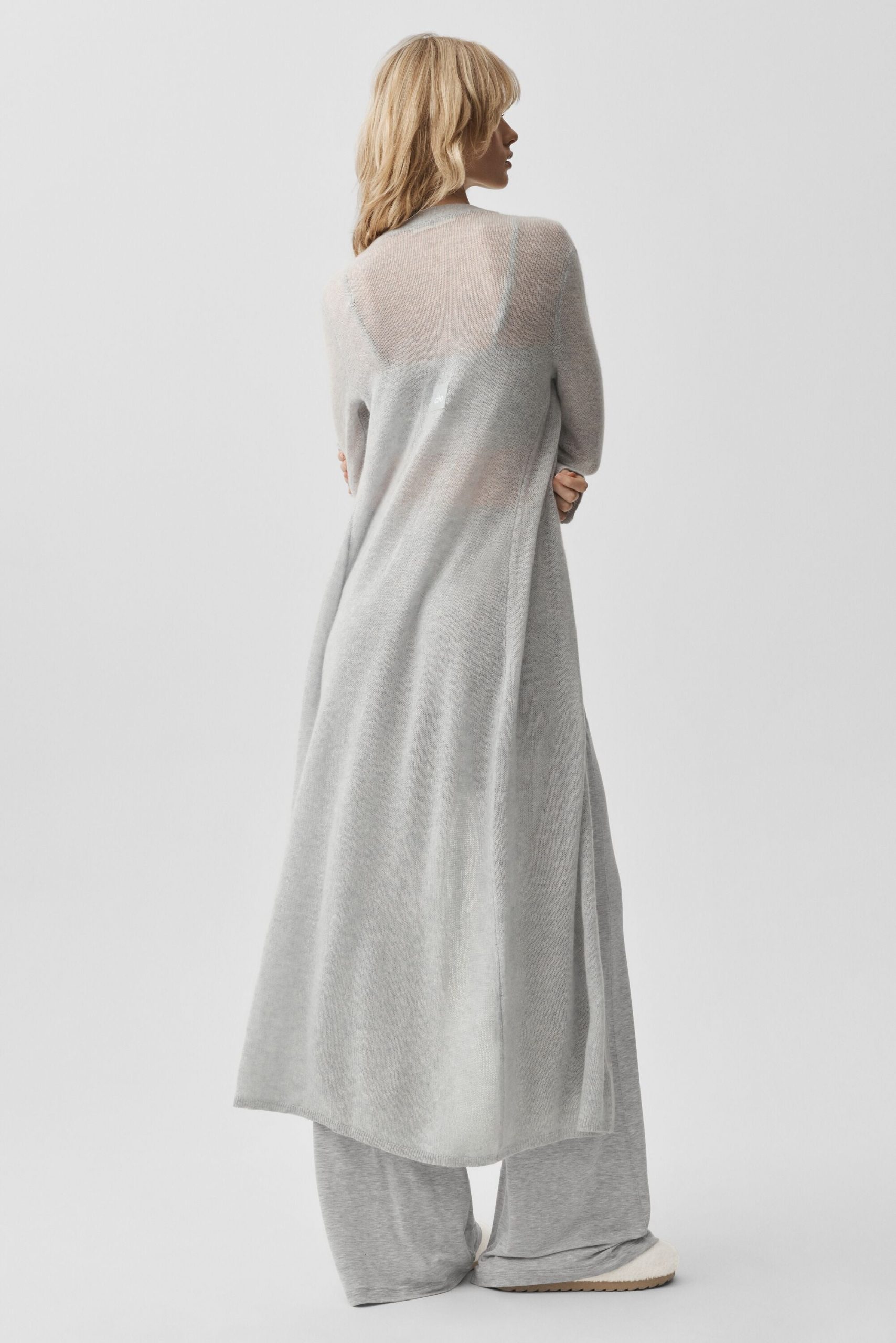 Sheer Cashmere Long Cardigan - Athletic Heather Grey - Image 3