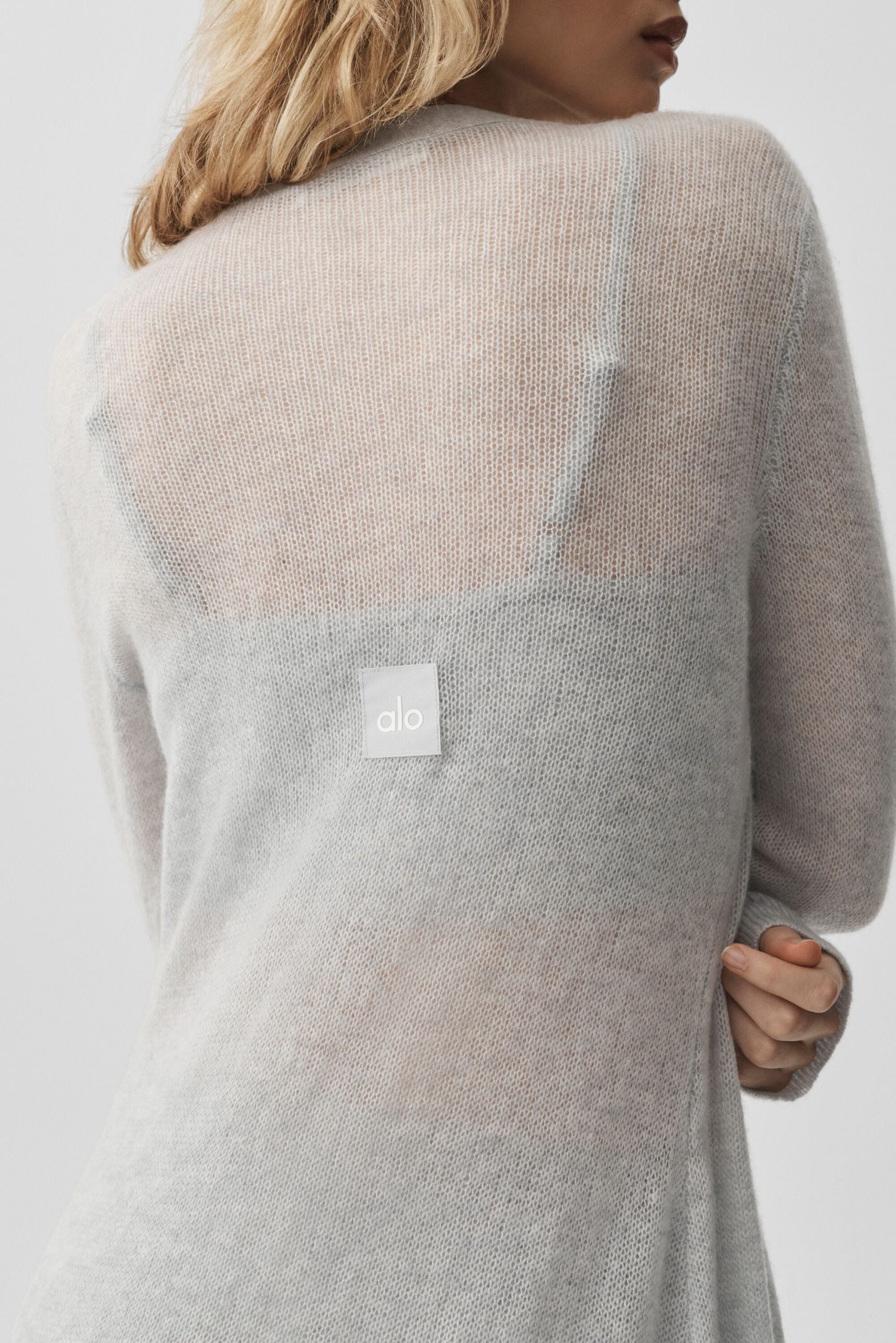 Sheer Cashmere Long Cardigan - Athletic Heather Grey - Image 4