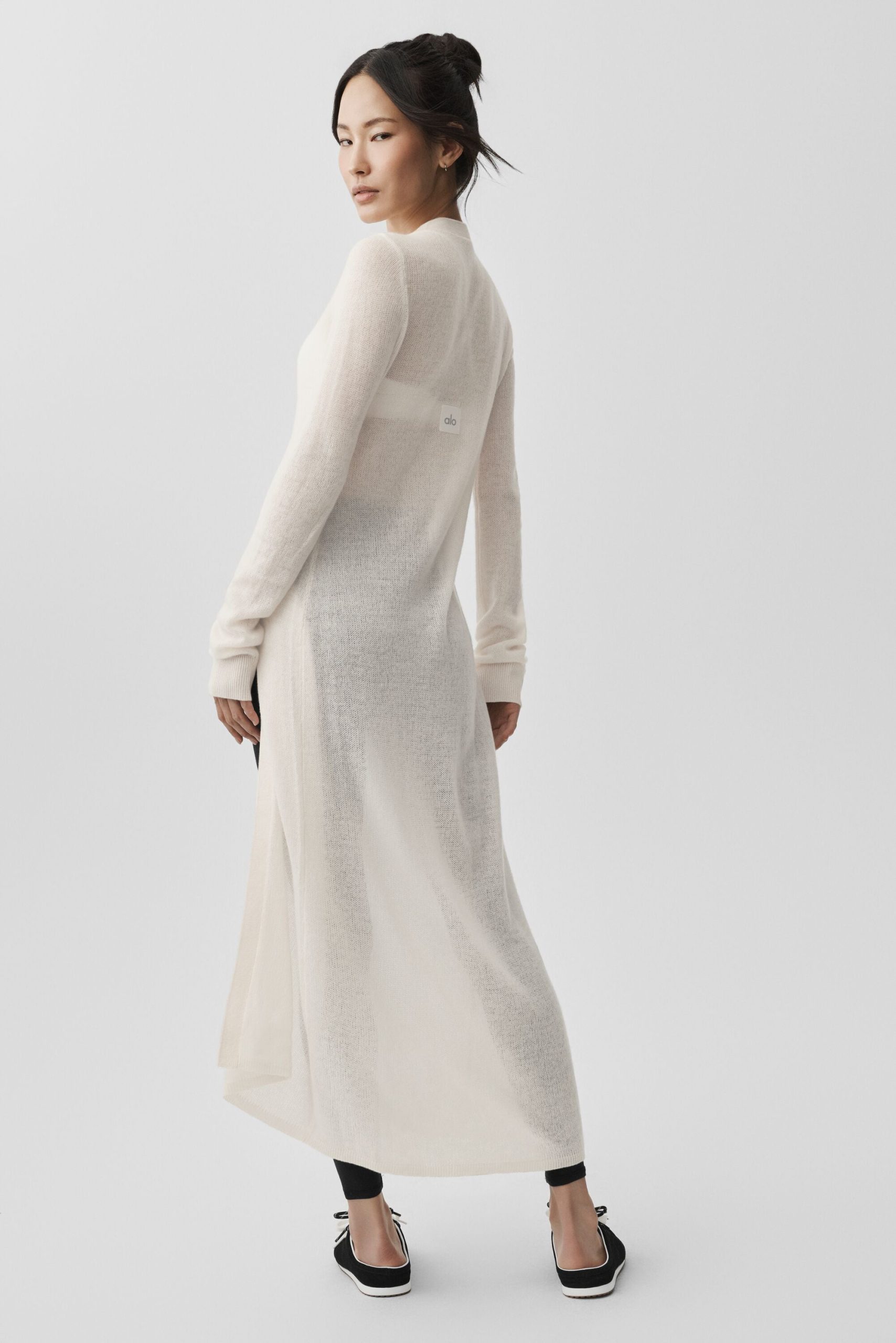 Sheer Cashmere Long Cardigan - Ivory - Image 5
