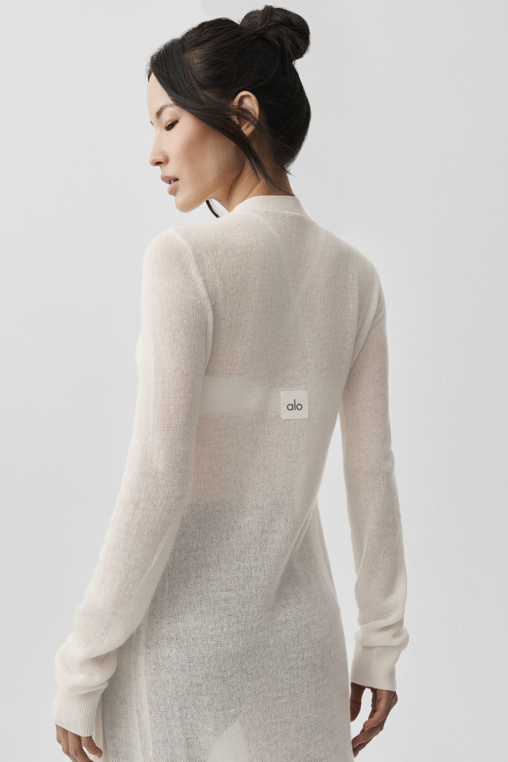 Sheer Cashmere Long Cardigan - Ivory - Image 3
