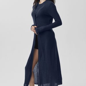 Sheer Cashmere Long Cardigan - Navy