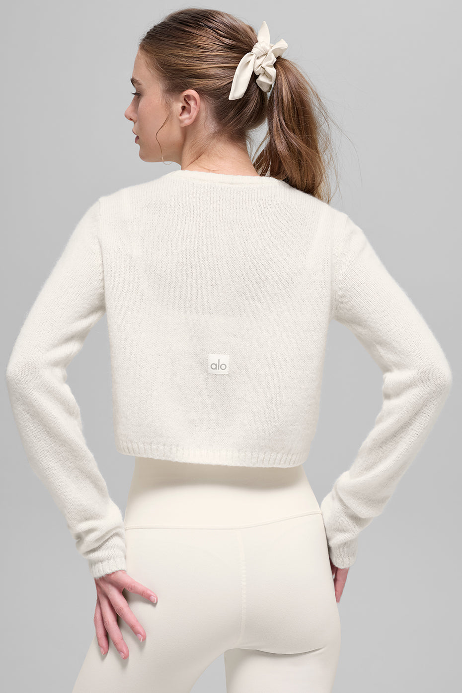 Wool Cashmere New Class Cropped Cardigan - Ivory - Image 4