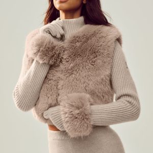 Faux Fur Cashmere Northstar Full Zip - Oat Heather