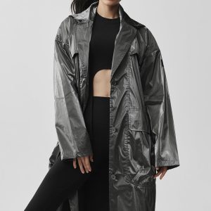 Metallic Break Line Trench - Silver Metallic