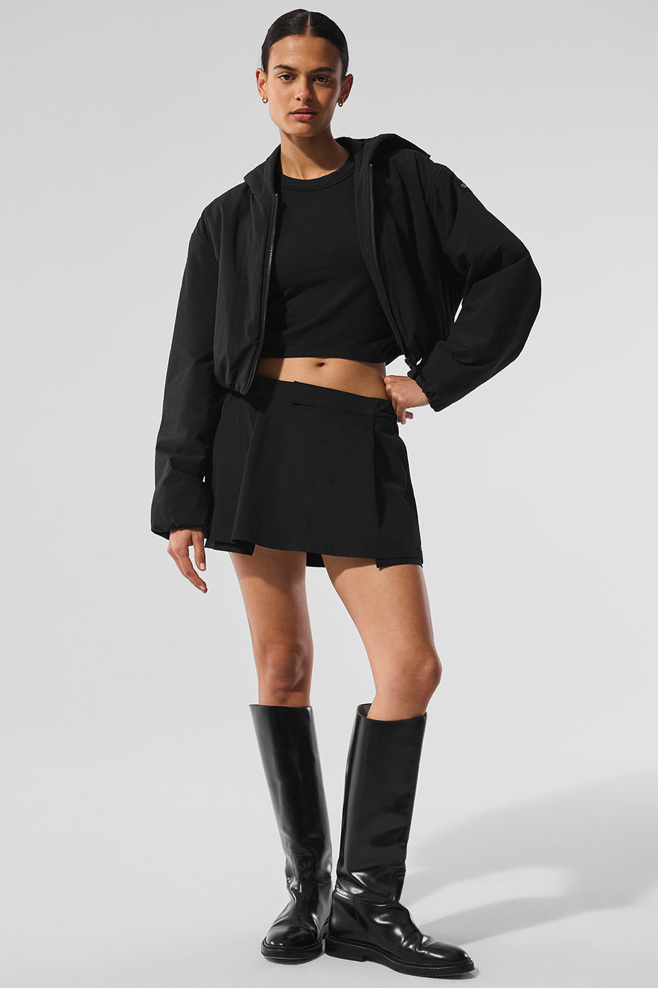 Cropped Mountain Peak Full-Zip Hoodie - Black - Image 4