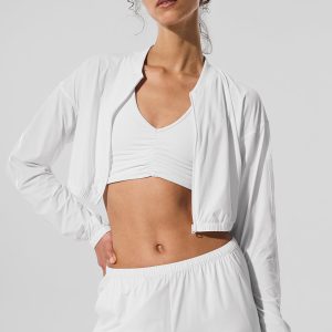 Cropped Breezy Full-Zip Cover Up - White