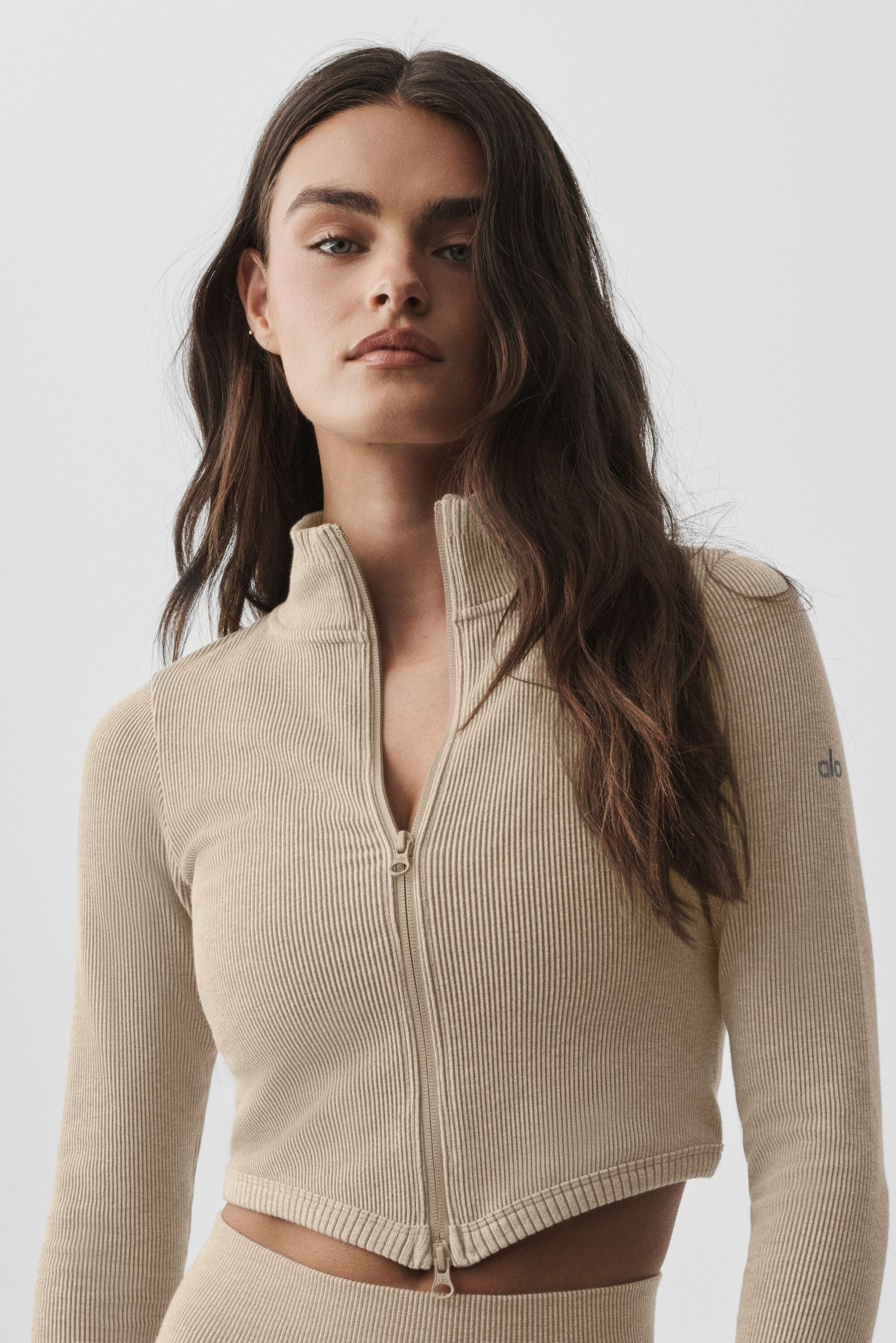 Seamless Two Tone Rib Jacket - Gravel Heather - Image 2