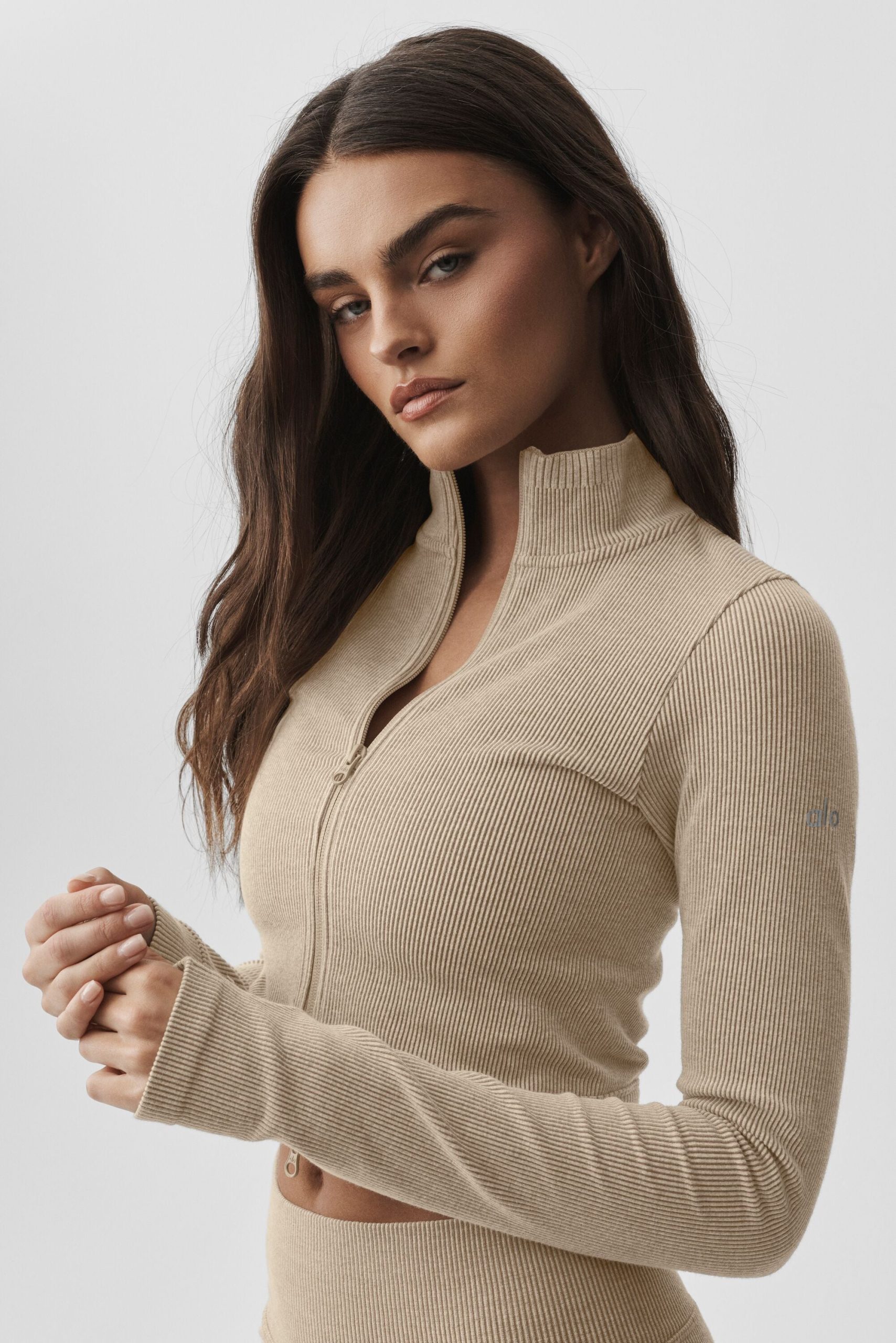 Seamless Two Tone Rib Jacket - Gravel Heather - Image 4
