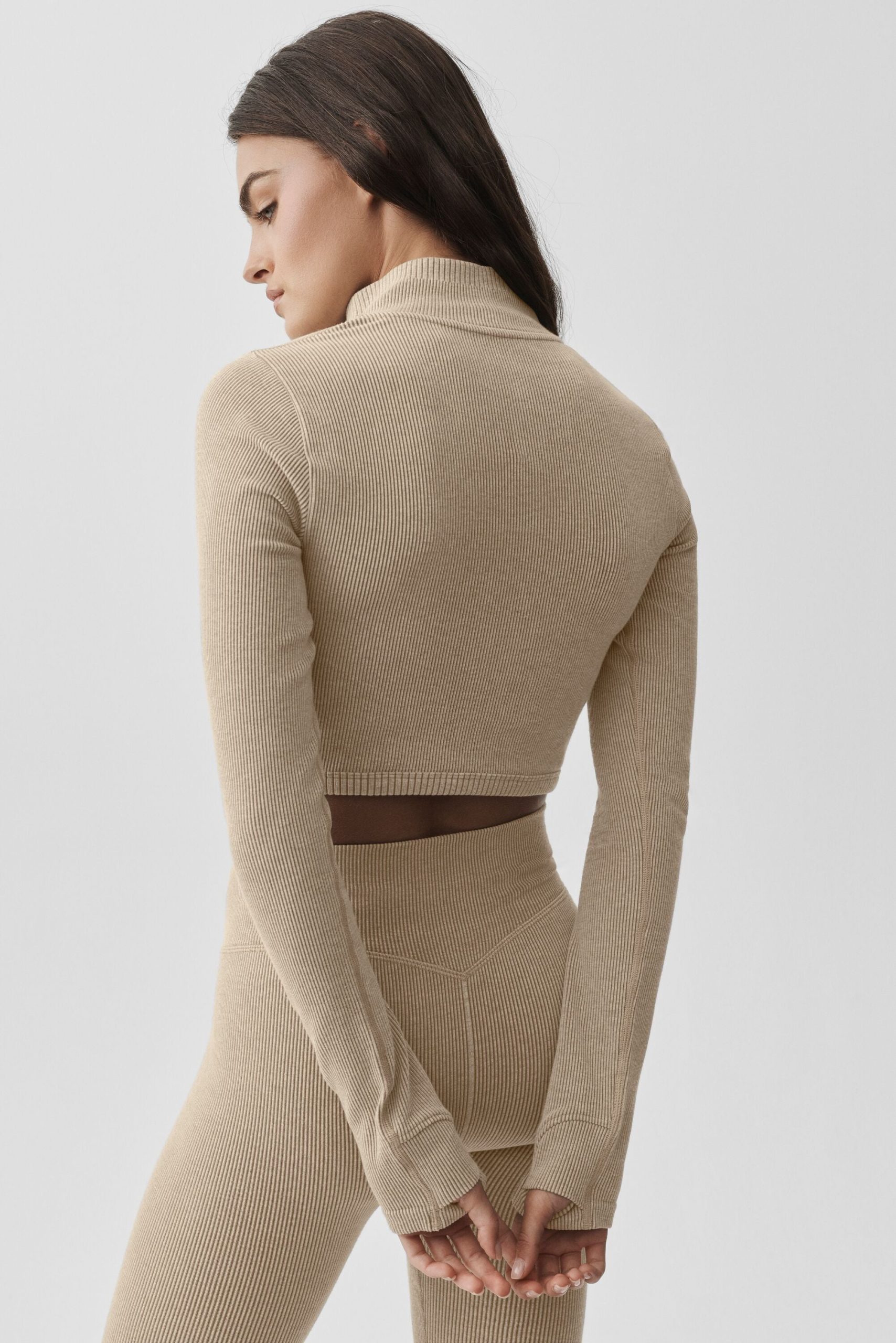 Seamless Two Tone Rib Jacket - Gravel Heather - Image 3