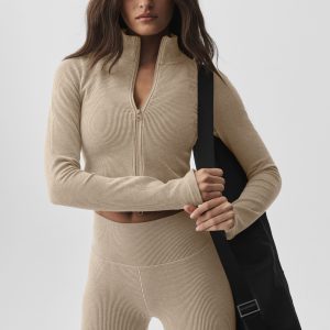 Seamless Two Tone Rib Jacket - Gravel Heather