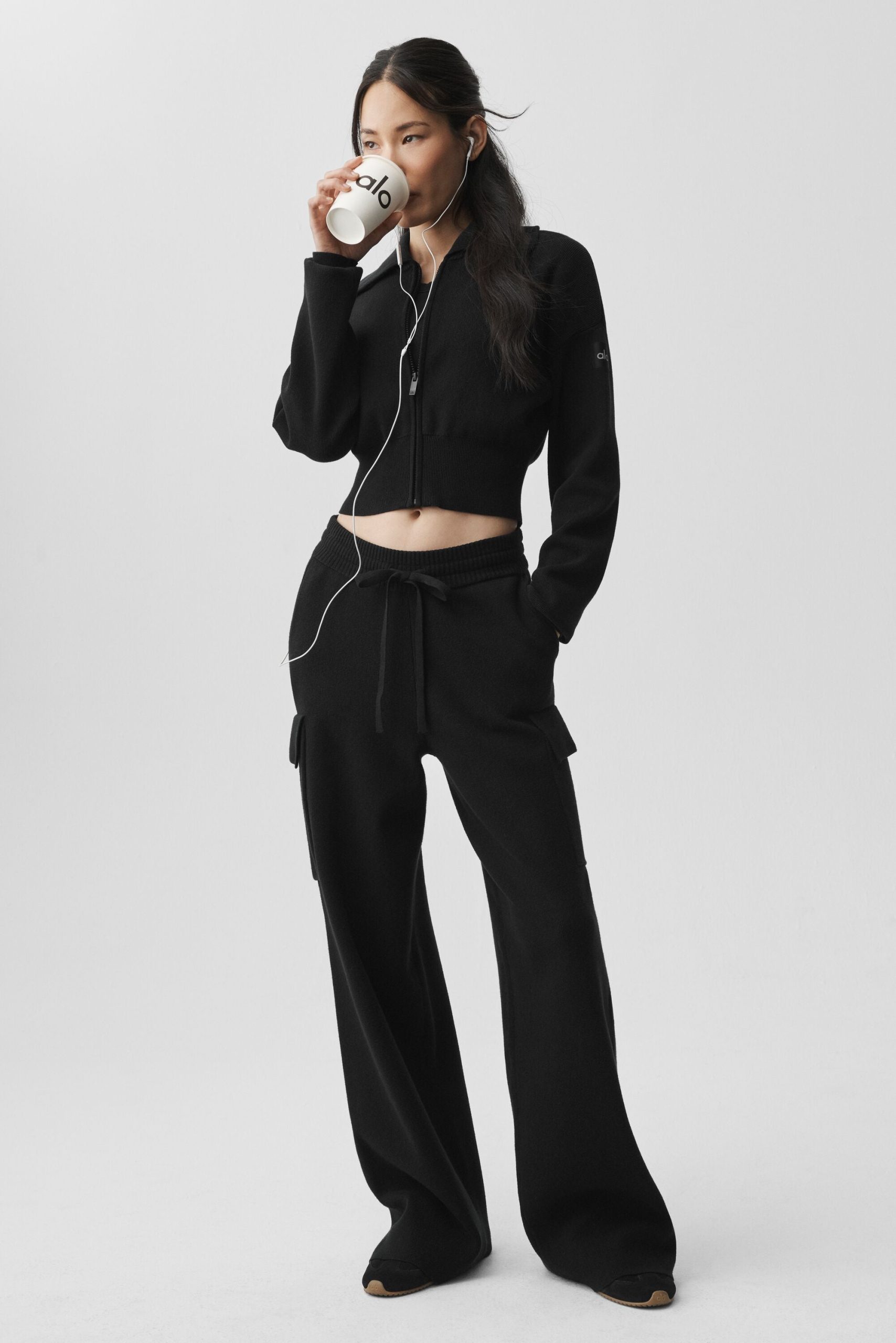 Scholar Knit High-Waist Cargo Pant - Black - Image 5