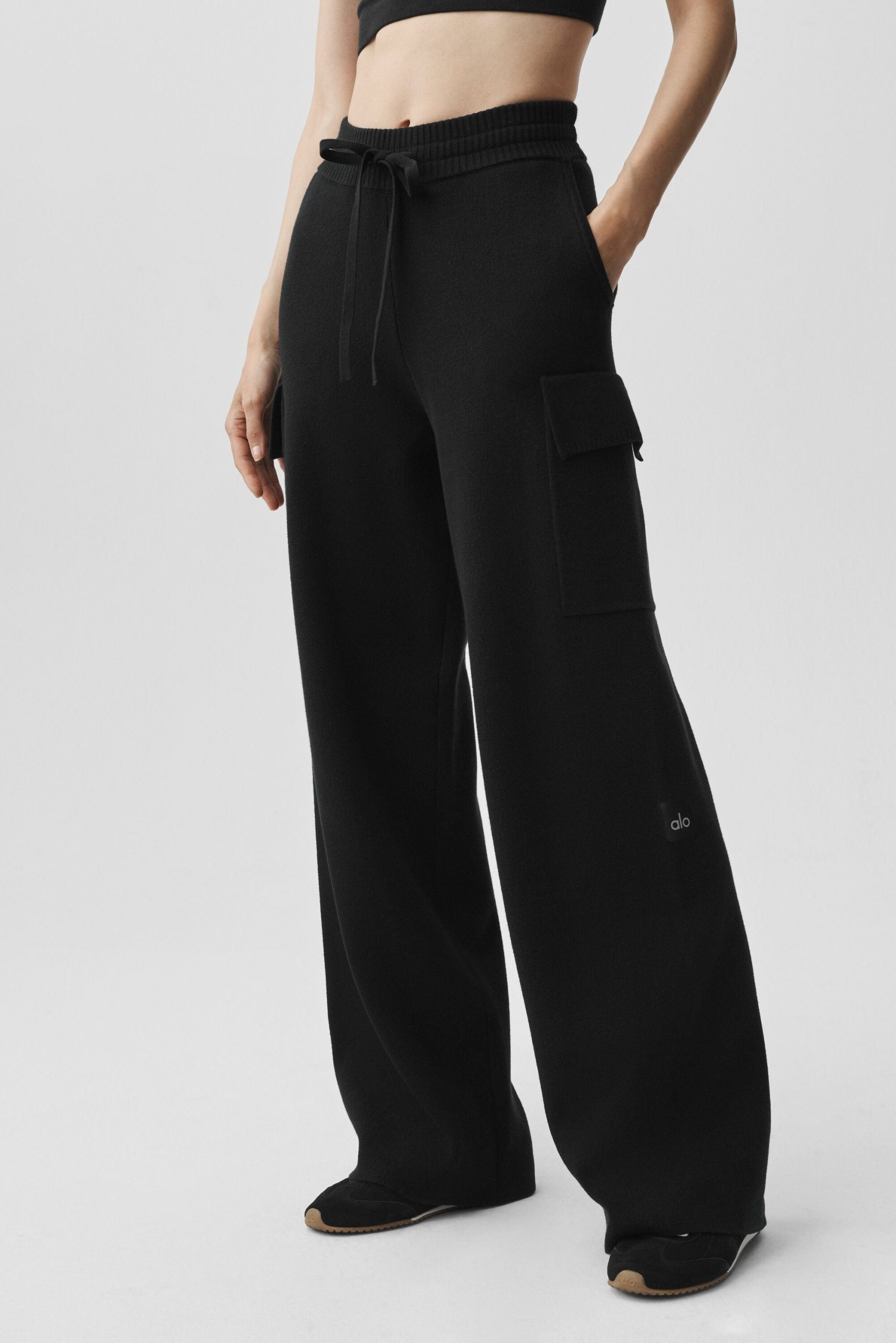 Scholar Knit High-Waist Cargo Pant - Black - Image 3