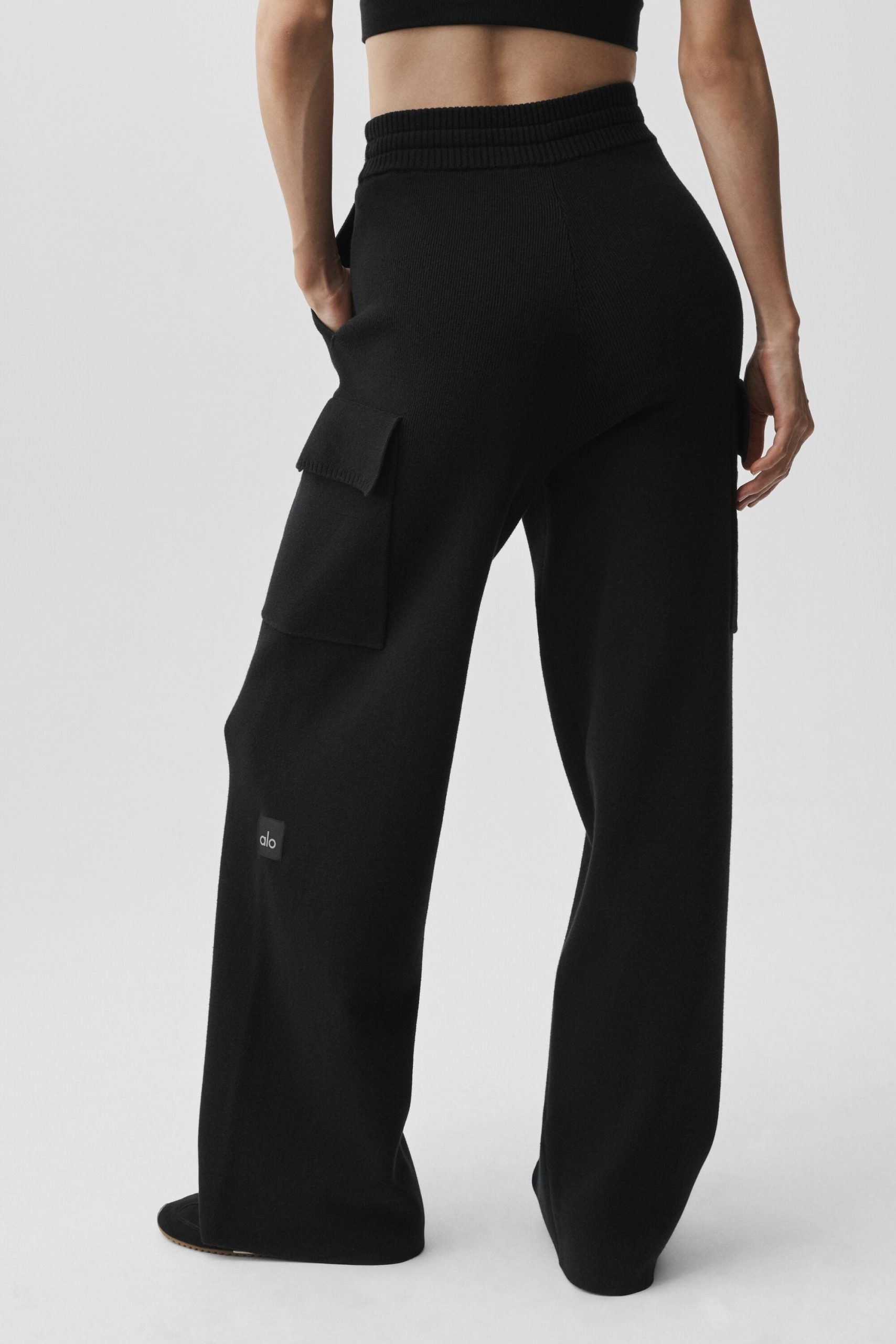Scholar Knit High-Waist Cargo Pant - Black - Image 2