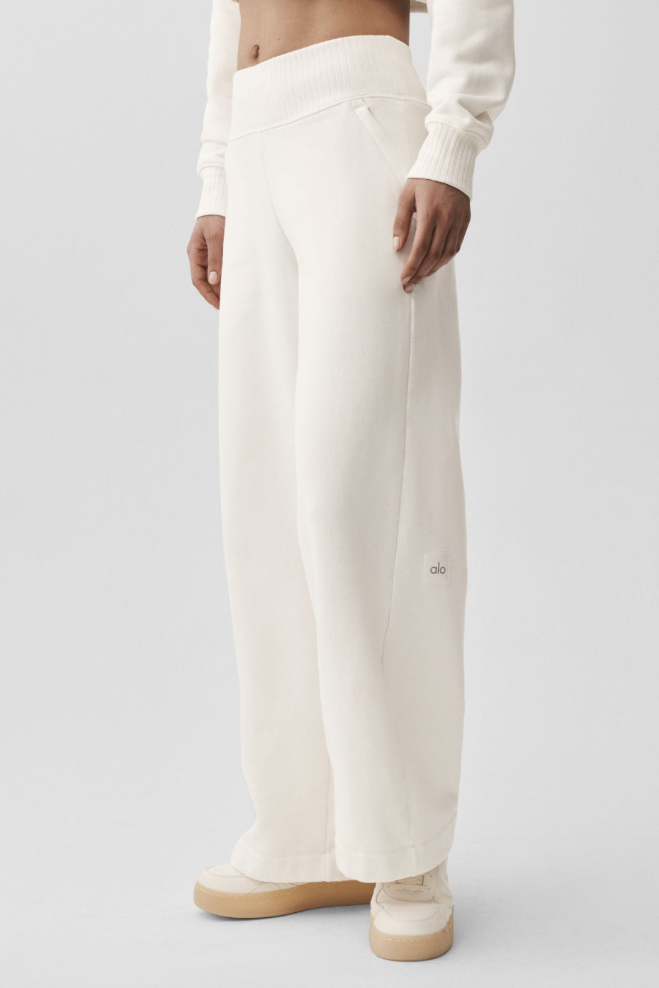Serenity Wide Leg Sweatpant - Ivory - Image 3