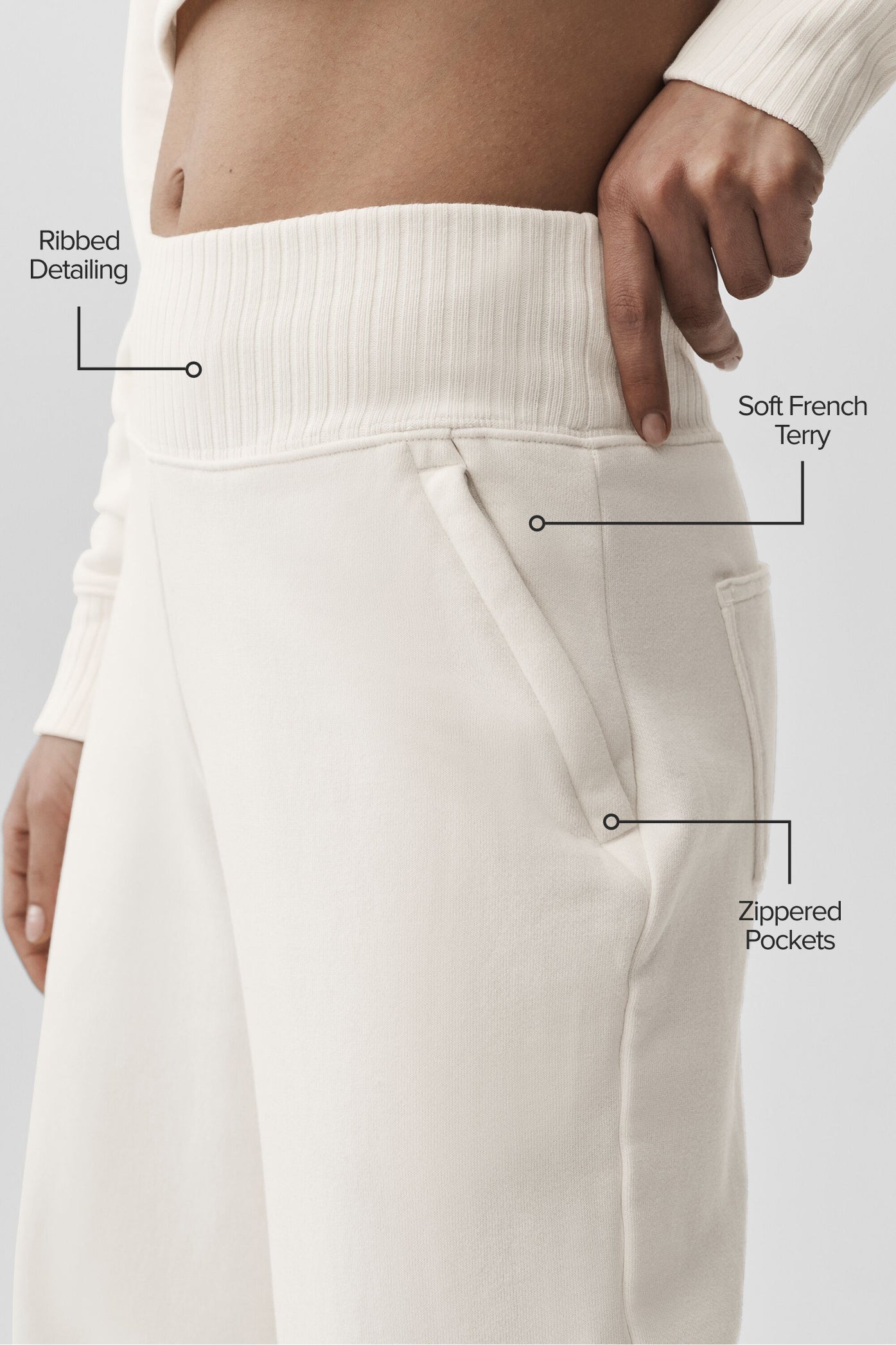 Serenity Wide Leg Sweatpant - Ivory - Image 2