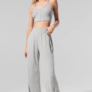 Semi-Sheer Delicate Lounge Flare Pant (Regular) - Athletic Heather Grey