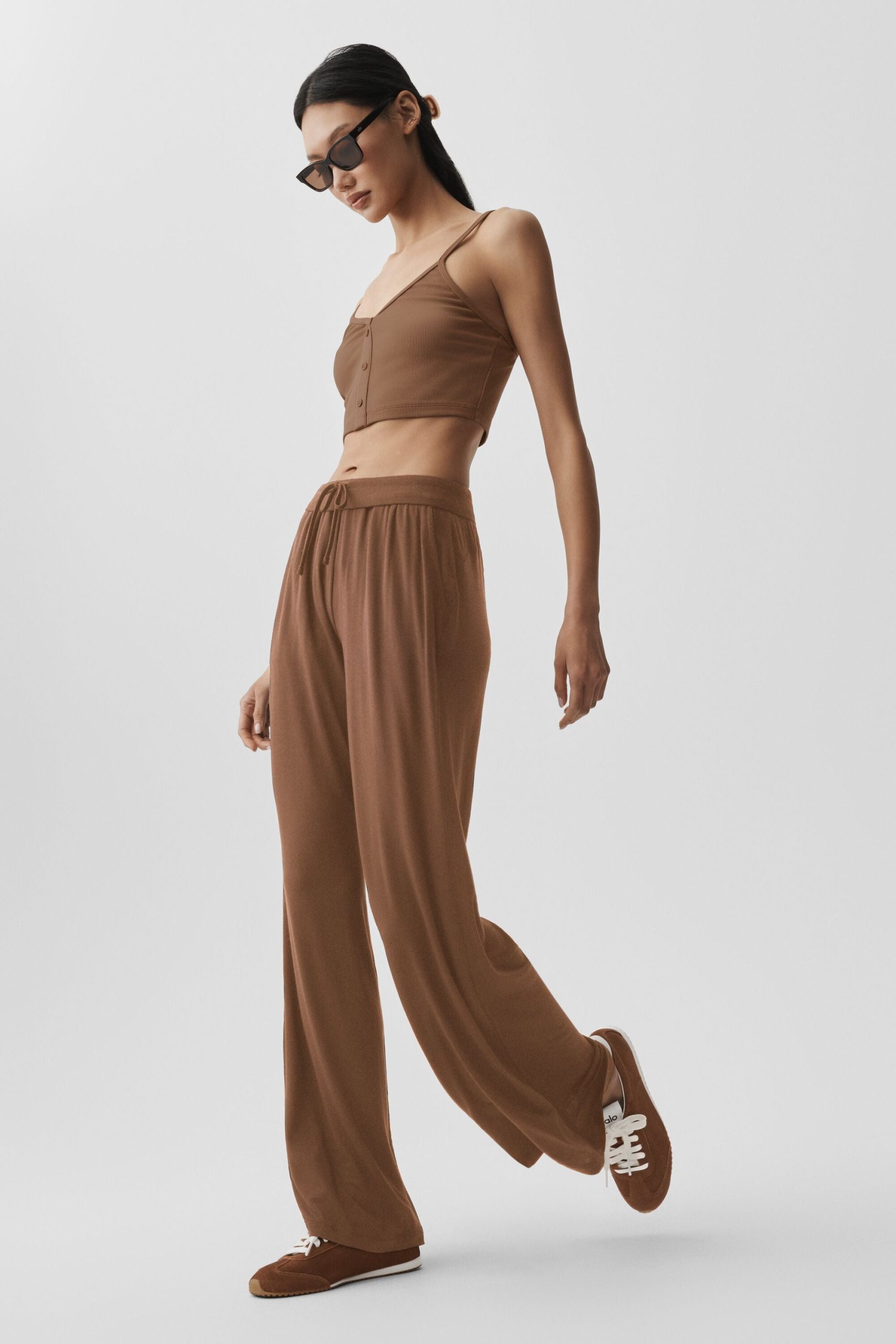 Semi-Sheer Delicate Lounge Flare Pant (Regular) - Sun Kissed Brown - Image 4