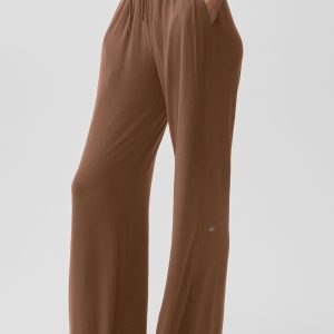 Semi-Sheer Delicate Lounge Flare Pant (Regular) - Sun Kissed Brown