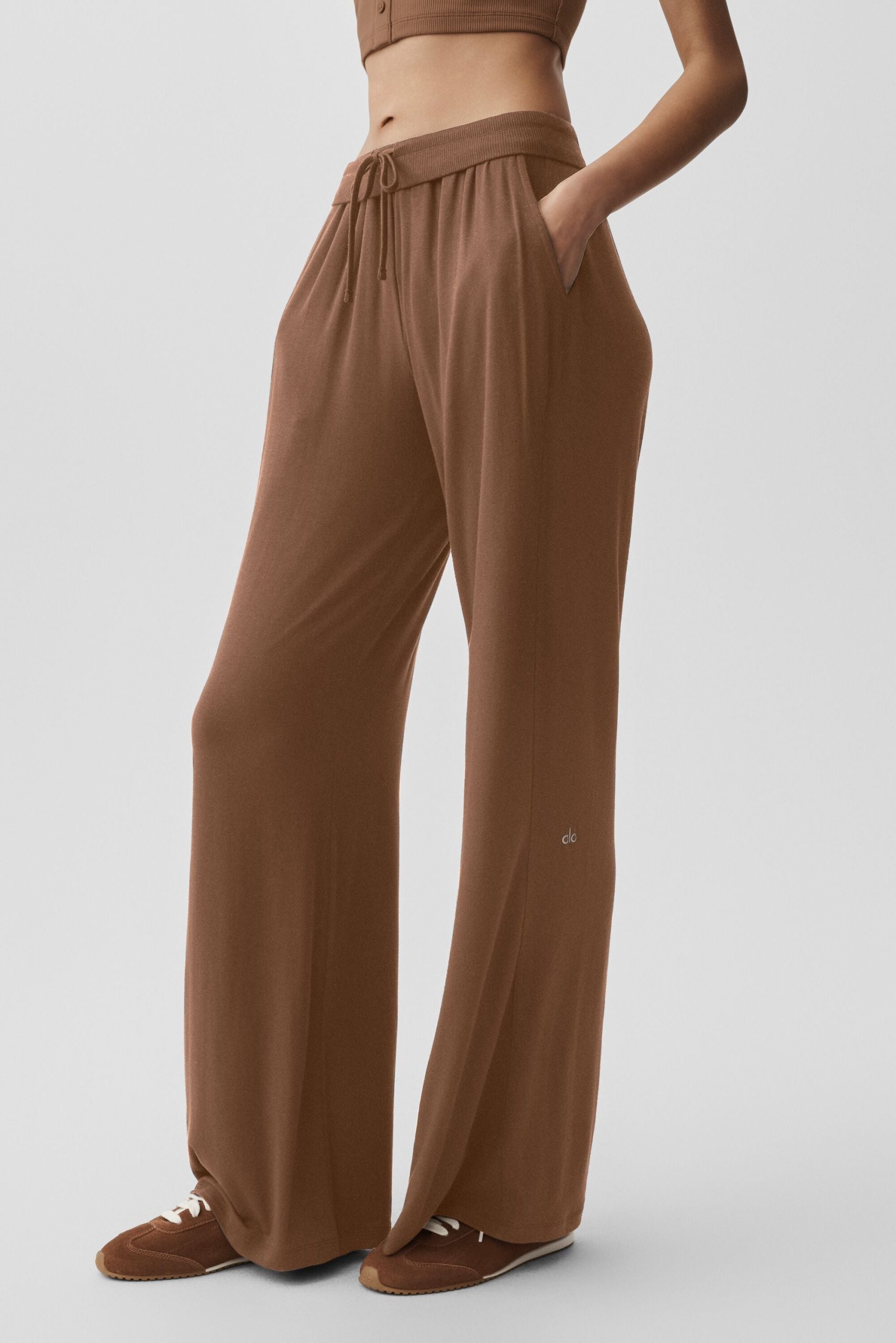 Semi-Sheer Delicate Lounge Flare Pant (Regular) - Sun Kissed Brown