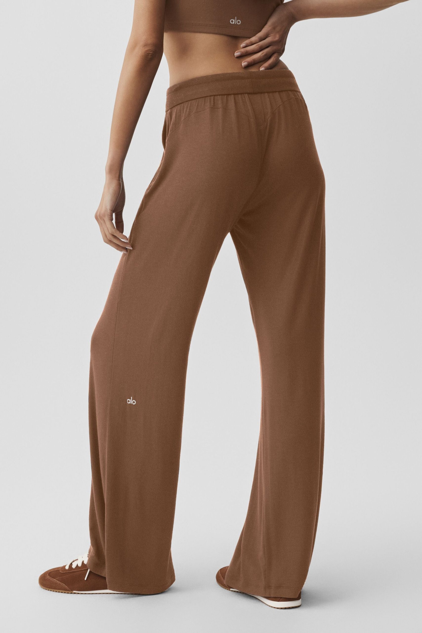 Semi-Sheer Delicate Lounge Flare Pant (Regular) - Sun Kissed Brown - Image 2