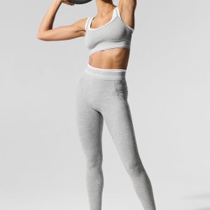 Alosoft High-Waist 7/8 Better Together Legging - Athletic Heather Grey/White